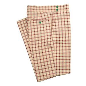 Mens 34 Gurkha Pants Orange Red Madras Plaid Cotton Flat Front Straight Trousers